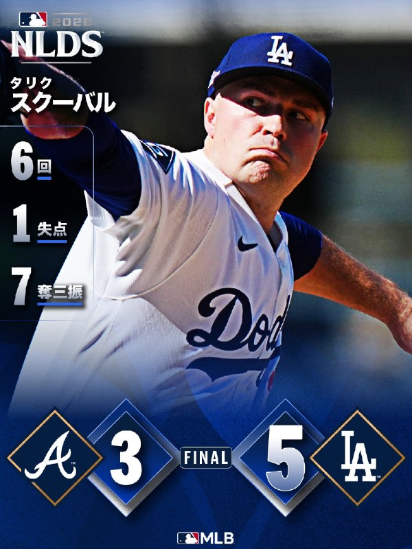 📸 @MLBJapan ×3⚾️  2ランホームラン！  が初戦を制す🧦⚾️ スクーバルが7奪三振の好投！ドジャースが見事PS初勝利🌴⚾️ 7回2死までノーヒットの快投！  がヤンキースに勝利✨⚾️ 終盤にコントレラスの勝ち越し弾！  が本拠地で白星スタート🌾 #村上宗隆 #ホワイトソックス #レイズ #ブルワーズ #本日の試合結果 #ポストシーズン2026原文 #MLB日本選手
