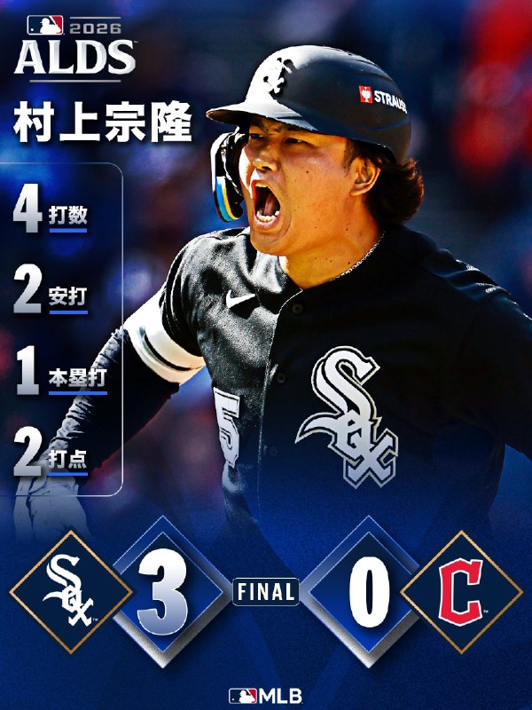 📸 @MLBJapan ×3⚾️  2ランホームラン！  が初戦を制す🧦⚾️ スクーバルが7奪三振の好投！ドジャースが見事PS初勝利🌴⚾️ 7回2死までノーヒットの快投！  がヤンキースに勝利✨⚾️ 終盤にコントレラスの勝ち越し弾！  が本拠地で白星スタート🌾 #村上宗隆 #ホワイトソックス #レイズ #ブルワーズ #本日の試合結果 #ポストシーズン2026原文 #MLB日本選手