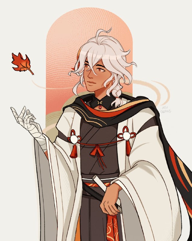 📸 @aevdrawsday 3. hoyofair He just looked so stunning this outfit it practically feels canon to me 🍁 #kazuhaweek2026 #KaedeharaKazuha #Kazuha原文 #中村一葉