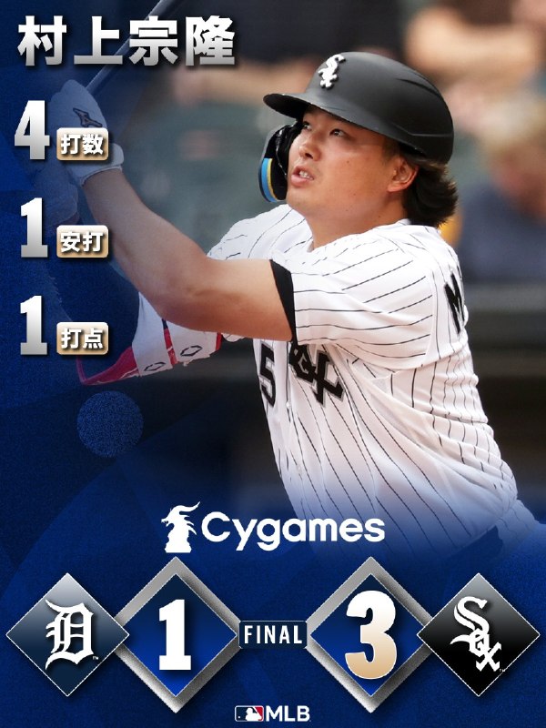 📸 @MLBJapan⚾  初回に先制タイムリー が勝利で優勝へ望みつなぐ@Cygames_PR #村上宗隆 #ホワイトソックス #本日の試合結果原文 #MLB日本選手