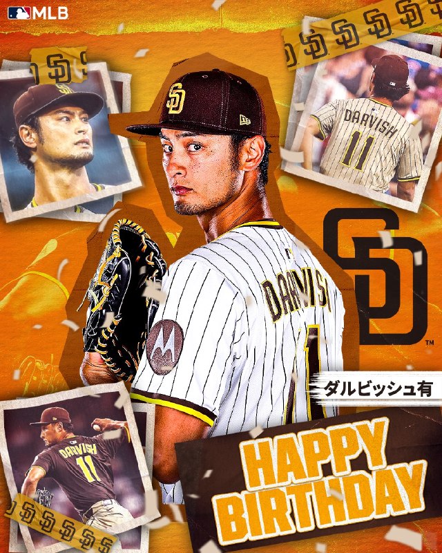 📸 @MLBJapan8月16日は  の40歳の誕生日🎉おめでとうございます！！来季の復帰を目指してリハビリ中のダルビッシュ投手に、お祝いのコメントを送りましょう✍️ #ダルビッシュ有原文 #MLB日本選手